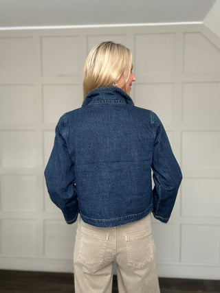 Lukan Denim Jacket with Bow Fastenings by B Young - Denim Blue