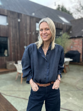 Putney Linen Blouse with Broderie Anglaise Detailing - 8 Colours