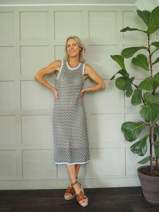 Chellie Knitted Dress by Moss Copenhagen - Camel/Pale Blue/Navy Blue