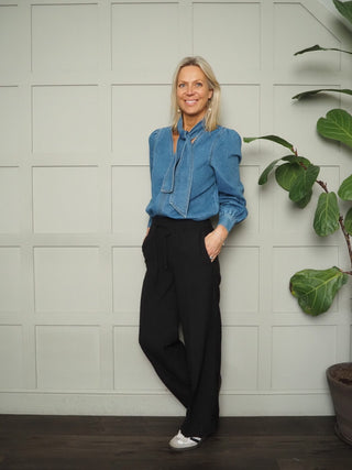 Eureka Jogger Style Trousers with Stitched Crease &amp; Elasticated Waist, by Soaked - Black