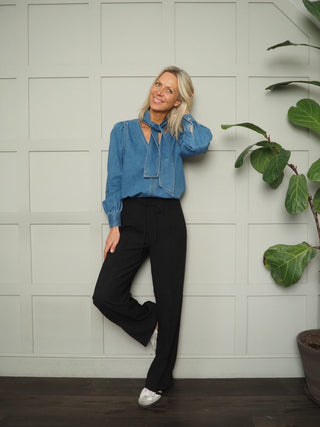 Eureka Jogger Style Trousers with Stitched Crease &amp; Elasticated Waist, by Soaked - Black