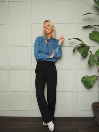 Eureka Jogger Style Trousers with Stitched Crease &amp; Elasticated Waist, by Soaked - Black