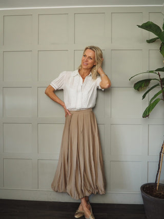 Sandy Bubble Hem Skirt - Camel