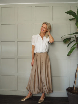 Sandy Bubble Hem Skirt - Camel