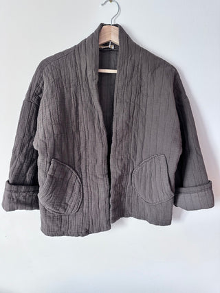 Daylar Cotton Jacket with Subtle Vertical Stitch, Side Pockets &amp; No Fastening - Bright Blue, Bright Green, Cream, Mocha, Navy Blue, Stone,