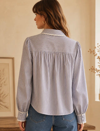 Hutton Striped Blouse - Blue, Burgundy