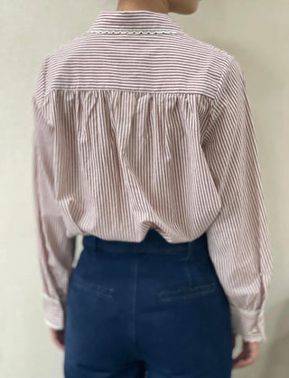 Hutton Striped Blouse - Blue, Burgundy