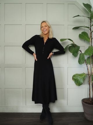 Cheyene Cashmere Blend Full Length Sleeves, Zip Dress by Part Two - Black
