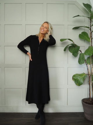 Cheyene Cashmere Blend Full Length Sleeves, Zip Dress by Part Two - Black