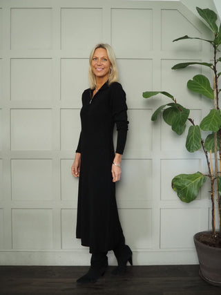 Cheyene Cashmere Blend Full Length Sleeves, Zip Dress by Part Two - Black
