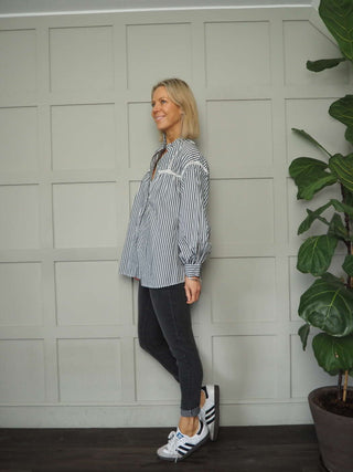 Tatjana Striped Blouse - Blue and Grey