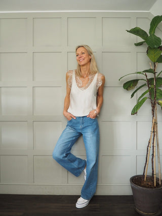 Neava Lace Trimmed Satin Feel Vest - 9 Colours