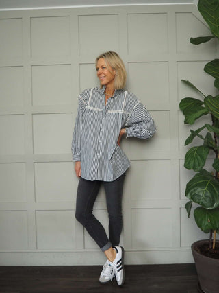 Tatjana Striped Blouse - Blue and Grey