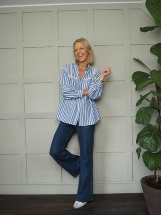 Tatjana Striped Blouse - Blue and Grey