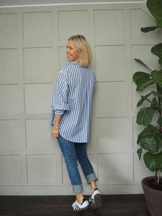 Tatjana Striped Blouse - Blue and Grey