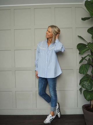 Tatjana Striped Blouse - Blue and Grey