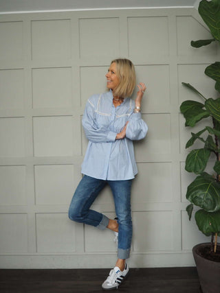 Tatjana Striped Blouse - Blue and Grey