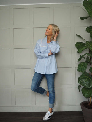 Tatjana Striped Blouse - Blue and Grey