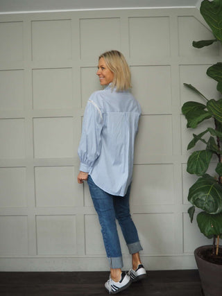 Tatjana Striped Blouse - Blue and Grey