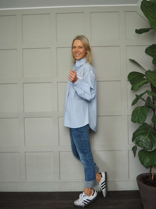 Tatjana Striped Blouse - Blue and Grey