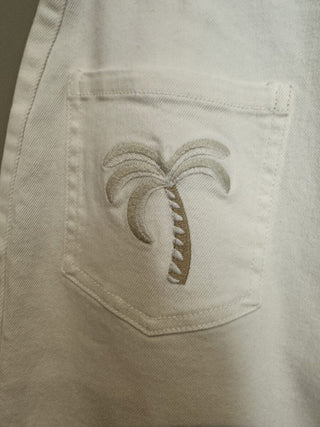 Sunshine Boot Cut Jeans with Embroidery Detail - Ecru