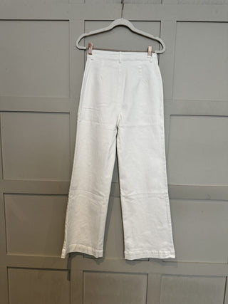 Sunshine Boot Cut Jeans with Embroidery Detail - Ecru