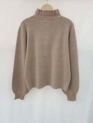 Penny Cardigan with Pleated Collar - Chocolate, Khaki, Taupe