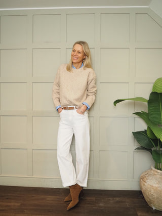 Kelling Carrot Leg Stretch Jeans  - Chocolate, Khaki Green, Navy, Oatmeal, Pink, White