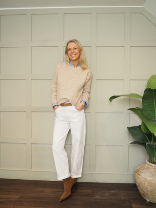 Kelling Carrot Leg Stretch Jeans  - Chocolate, Khaki Green, Navy, Oatmeal, Pink, White