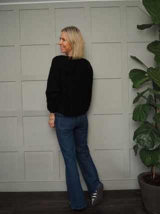 Oslo Cashmere Mix, V-Neck Cardigan - Black, Ivory and Navy Blue