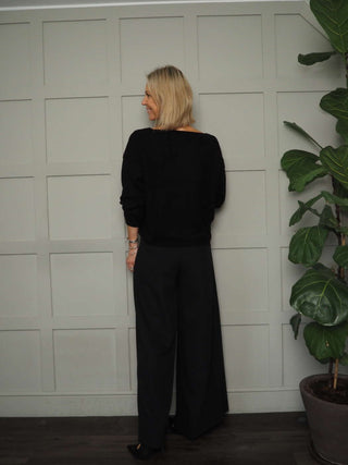 Oslo Cashmere Mix, V-Neck Cardigan - Black, Ivory and Navy Blue