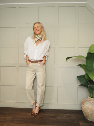Kelling Carrot Leg Stretch Jeans  - Chocolate, Khaki Green, Navy, Oatmeal, Pink, White
