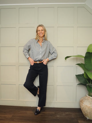 Kelling Carrot Leg Stretch Jeans  - Chocolate, Khaki Green, Navy, Oatmeal, Pink, White