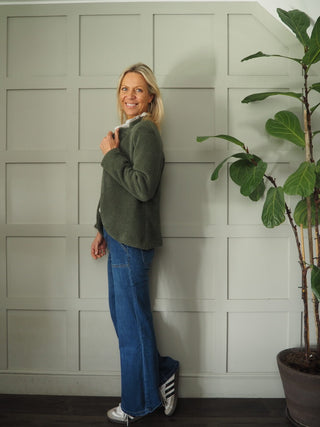 Helen Single-Breasted, Soft Feel Blazer with No Fastening - Black and Khaki