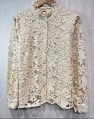 Sasha Blouse with Ruffle Collar  - Ecru