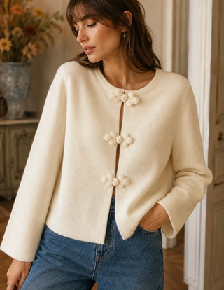 Christie Cardigan - Chocolate, Cream, Navy Blue