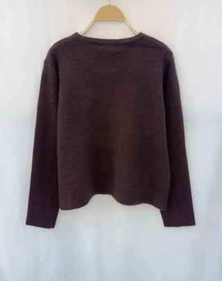Christie Cardigan - Chocolate, Cream, Navy Blue