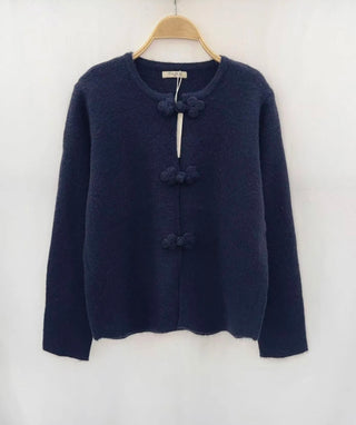 Christie Cardigan - Chocolate, Cream, Navy Blue