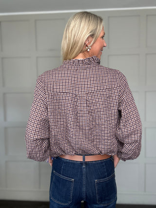Harrogate Checked Blouse with Ruffle Collar - 5 Colourways