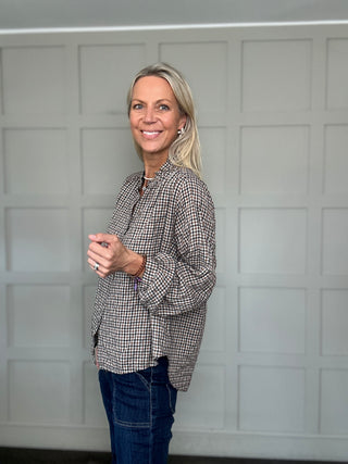 Harrogate Checked Blouse with Ruffle Collar - 5 Colourways