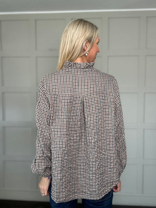 Harrogate Checked Blouse with Ruffle Collar - 5 Colourways