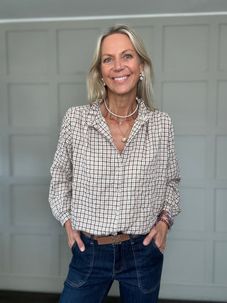 Harrogate Checked Blouse with Ruffle Collar - 5 Colourways