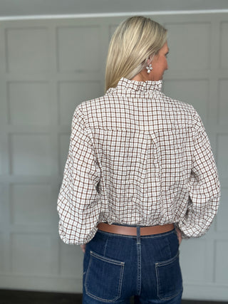 Harrogate Checked Blouse with Ruffle Collar - 5 Colourways