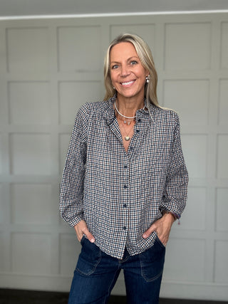 Harrogate Checked Blouse with Ruffle Collar - 5 Colourways