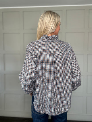Harrogate Checked Blouse with Ruffle Collar - 5 Colourways
