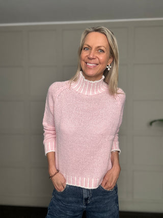 Una Turtle Neck with Contrasting Blanket Stitch Jumper, Best Seller - 20 Colours