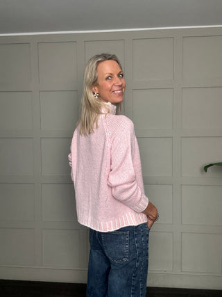 Una Turtle Neck with Contrasting Blanket Stitch Jumper, Best Seller - 20 Colours