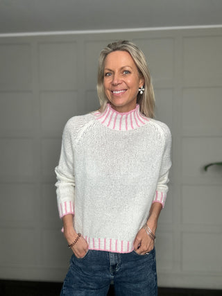 Una Turtle Neck with Contrasting Blanket Stitch Jumper, Best Seller - 20 Colours