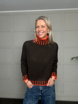 Una Turtle Neck with Contrasting Blanket Stitch Jumper, Best Seller - 20 Colours