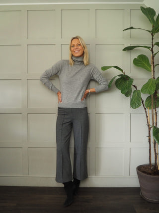 Mae Cashmere Polo Neck Jumper, with Ribbing Detail by Part Two - Black, Grey